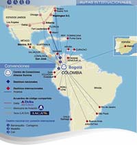 Mapa de Rutas Internacionales de Avianca